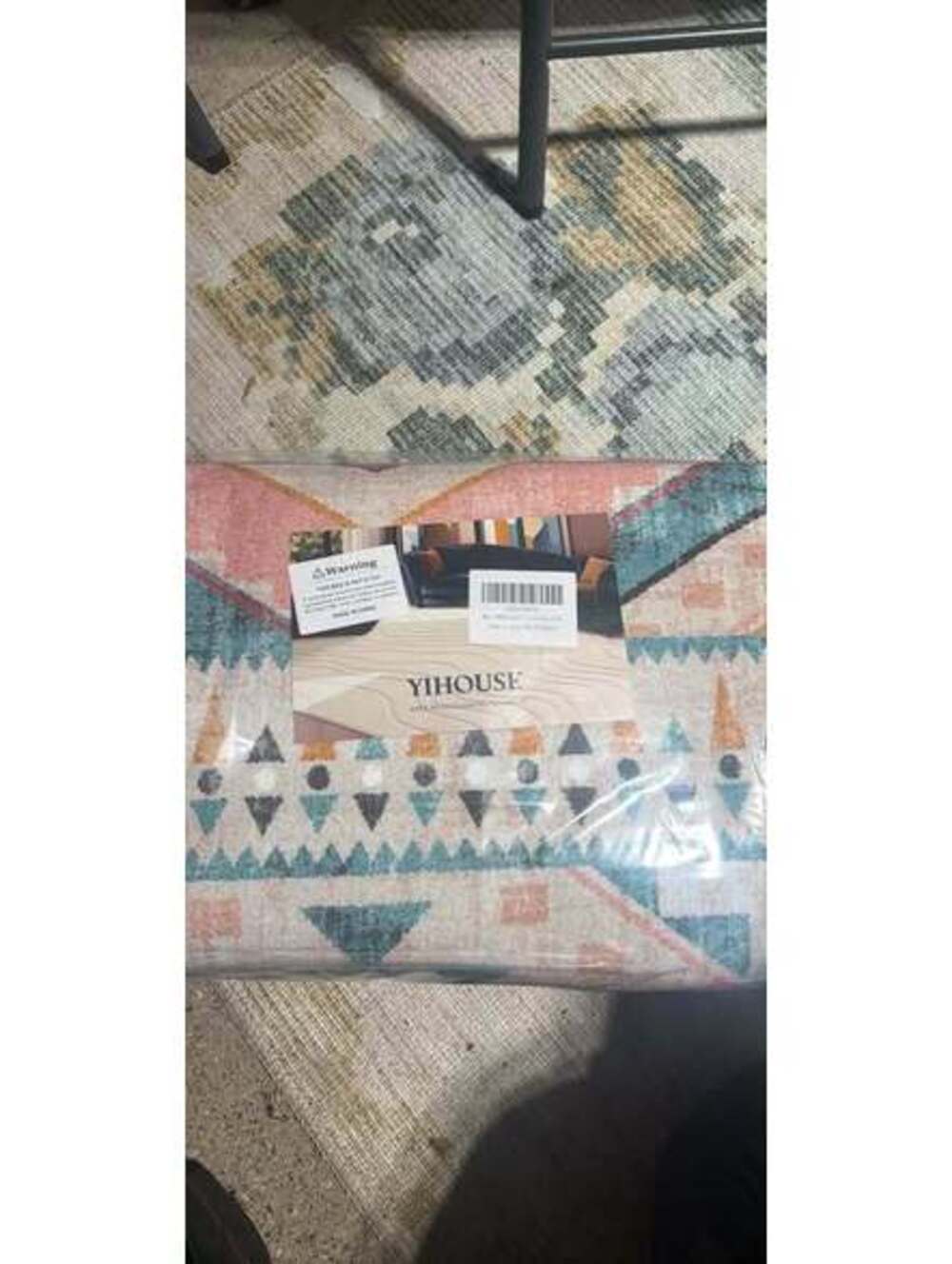 YIHOUSE Pink and Blue Geometric Area Rug 6' x 9'